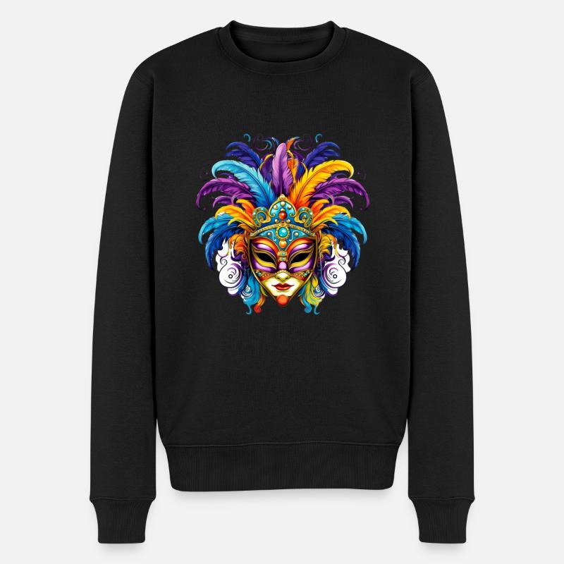 Fasching Karneval Venezianische Maske - Männer Premium Bio Pullover - Schwarz