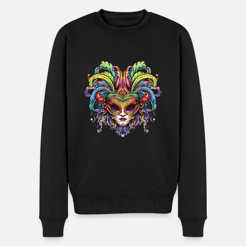 Fasching Karneval Venezianische Maske - Männer Premium Bio Pullover - Schwarz