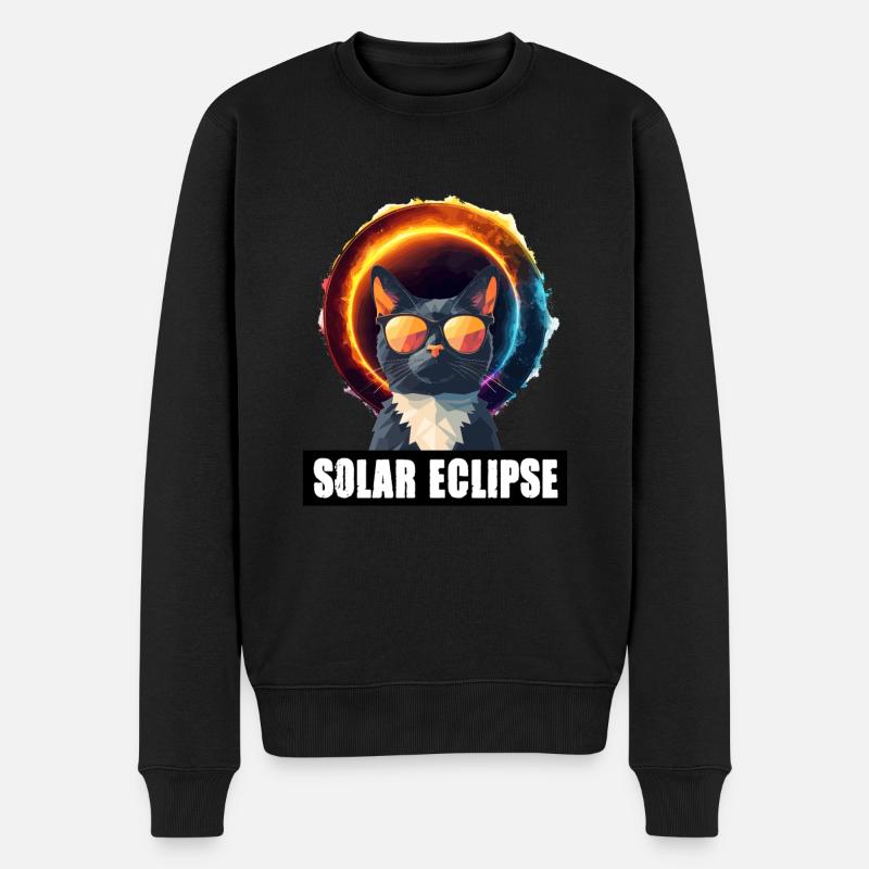 Sonnenfinsternis Katze - Männer Premium Bio Pullover - Schwarz