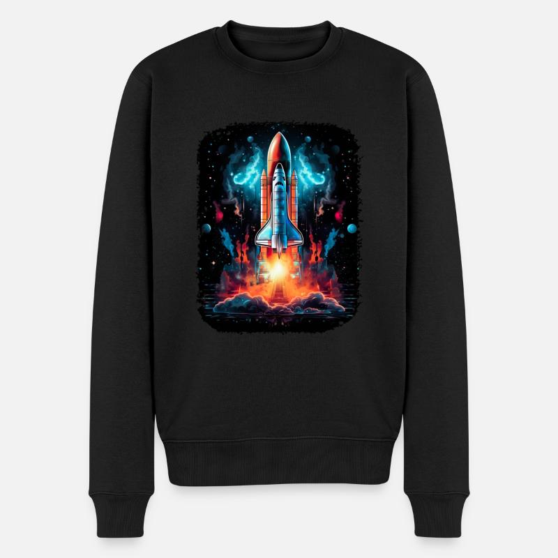 Raumschiff-Start Raketenschiff - Männer Premium Bio Pullover - Schwarz