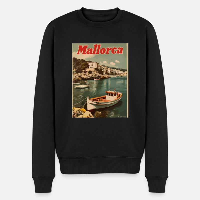 Vintage Mallorca Reise Spanien Insel - Männer Premium Bio Pullover - Schwarz