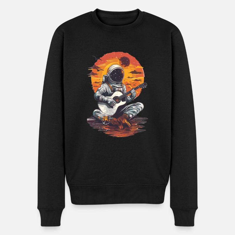 Astronaut Gitarrist Weltraummusikliebhaber - Männer Premium Bio Pullover - Schwarz