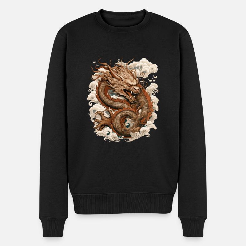 Asiatisch Drache Anime Japanisch - Männer Premium Bio Pullover - Schwarz