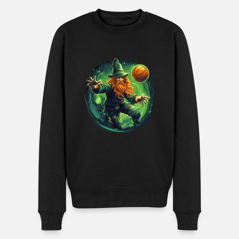 Leprechaun Basketball Irish Irland - Männer Premium Bio Pullover - Schwarz