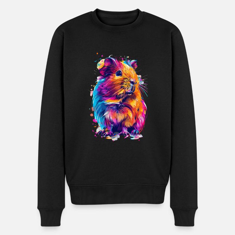 Buntes Hipster-Meerschweinchen - Männer Premium Bio Pullover - Schwarz
