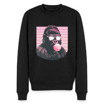 Gorilla mit Sonnenbrille Bubblegum für einen - Männer Premium Bio Pullover - Schwarz - Vorne - Nico (187cm)