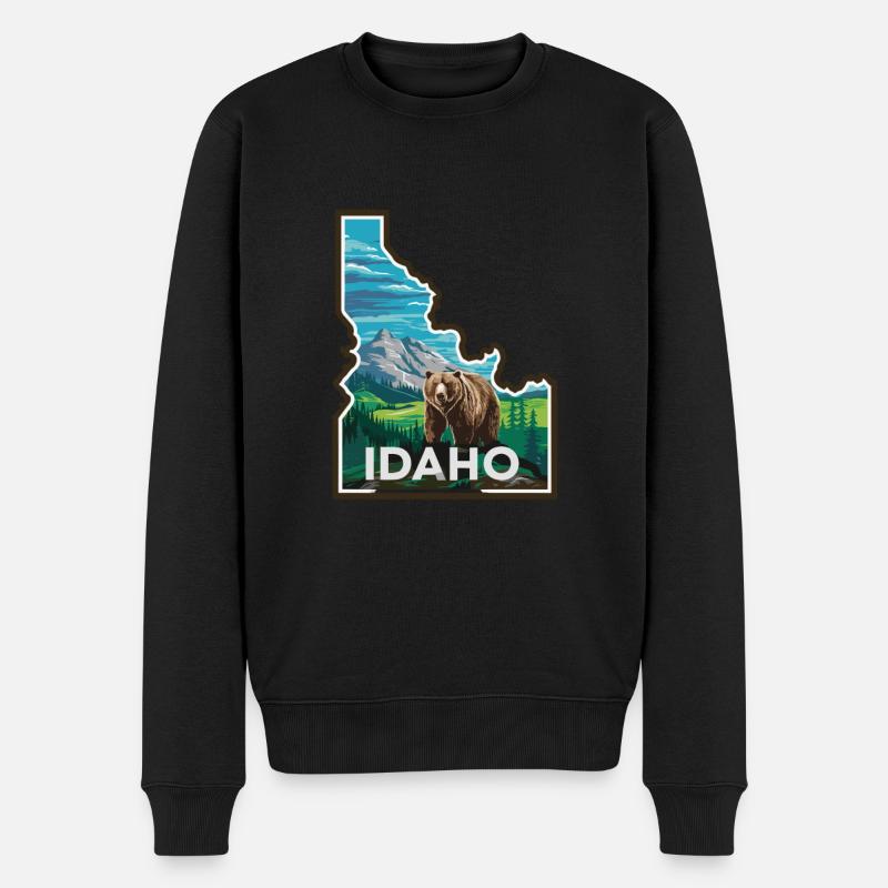 Erkunden Sie Idaho Wildnis Abenteuer Bär - Männer Premium Bio Pullover - Schwarz