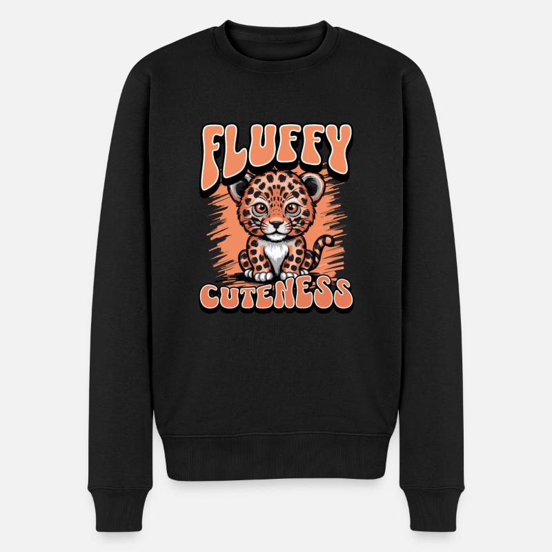 Niedlicher Leopard für Kinder Fluffy Cuteness - Männer Premium Bio Pullover - Schwarz