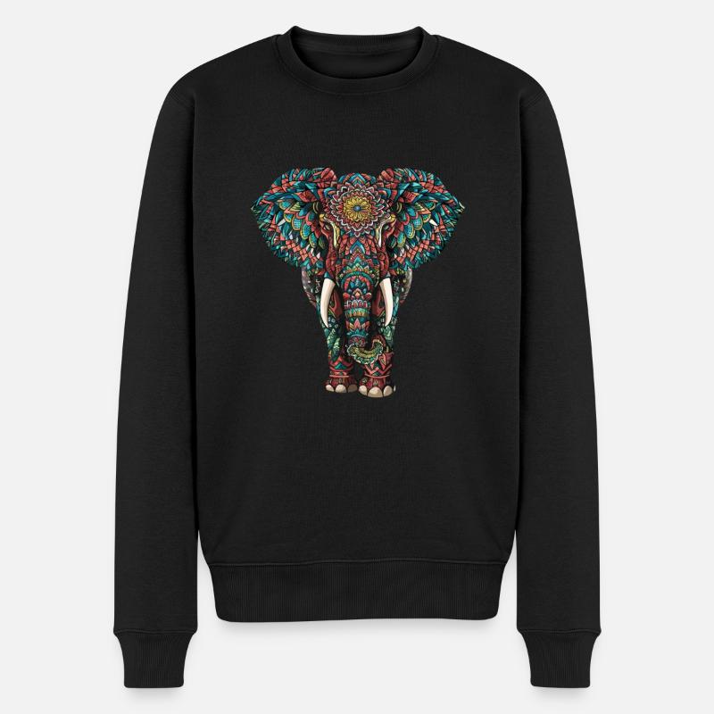 Elefant Mandala für einen Kunstliebhaber Elefant - Männer Premium Bio Pullover - Schwarz