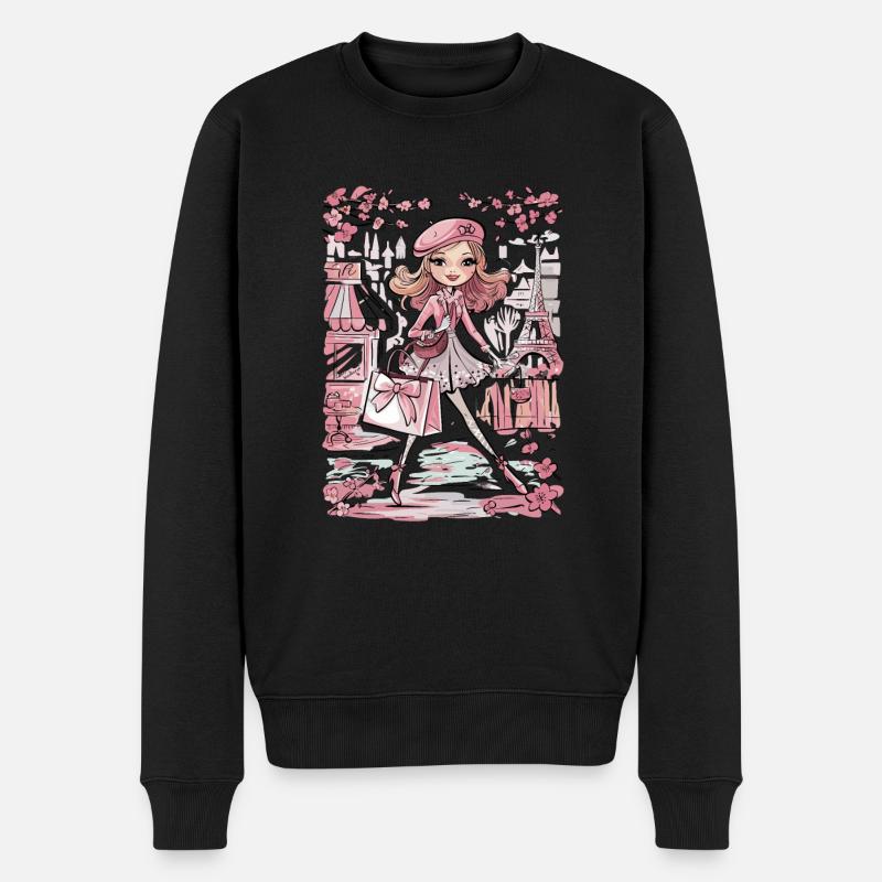 Pariser Chic Fashion Lady Flanieren im Frühling - Männer Premium Bio Pullover - Schwarz