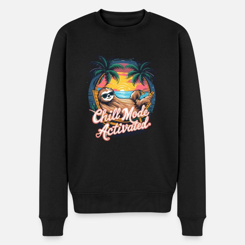 Chill-Modus Aktiviert Faultier Hängematte Strand - Männer Premium Bio Pullover - Schwarz