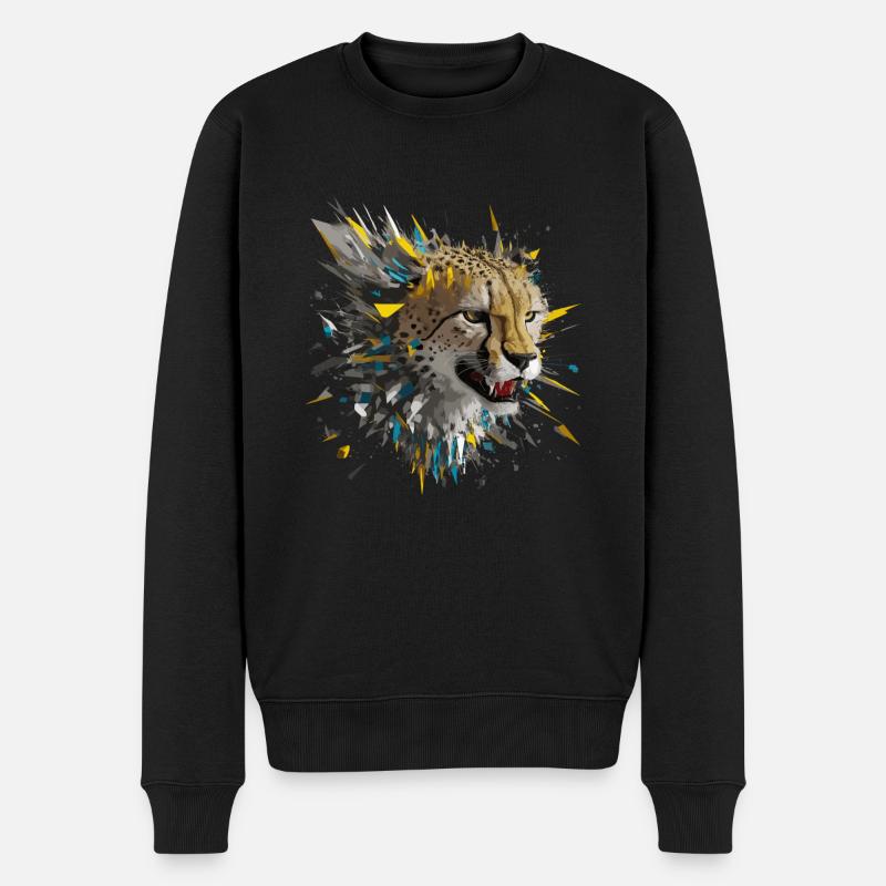 Leopard Raubkatze - Männer Premium Bio Pullover - Schwarz