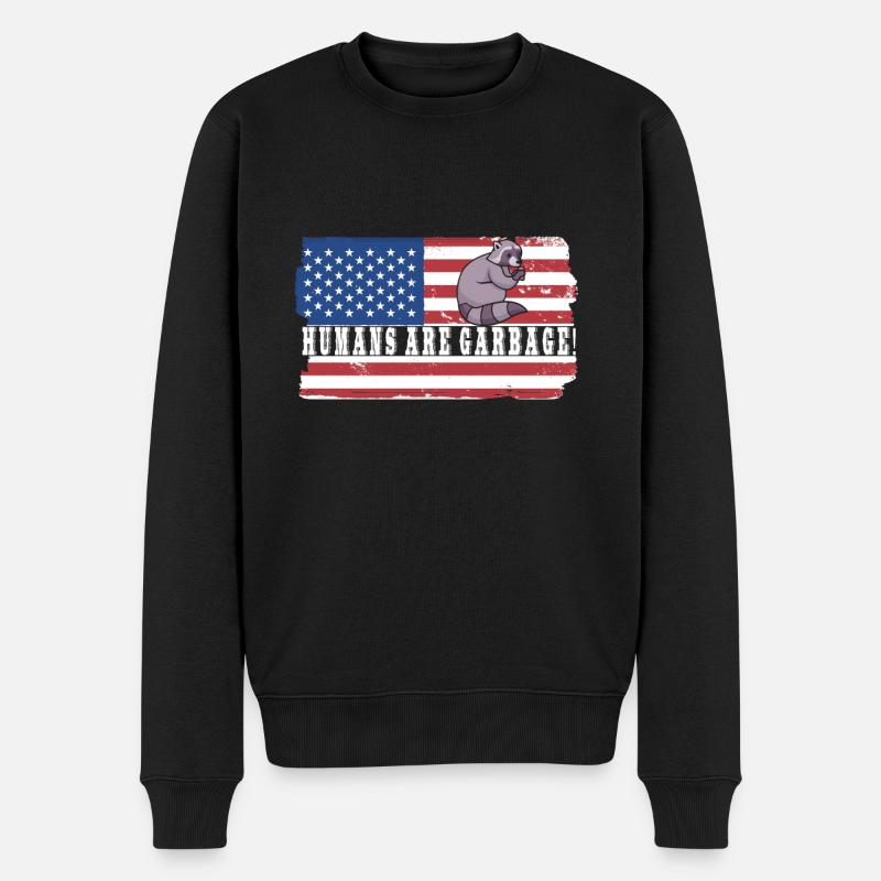 Waschbär - Männer Premium Bio Pullover - Schwarz