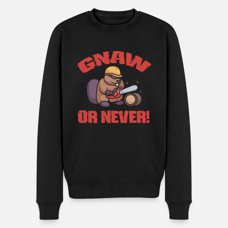 Biber Nutria - Männer Premium Bio Pullover - Schwarz