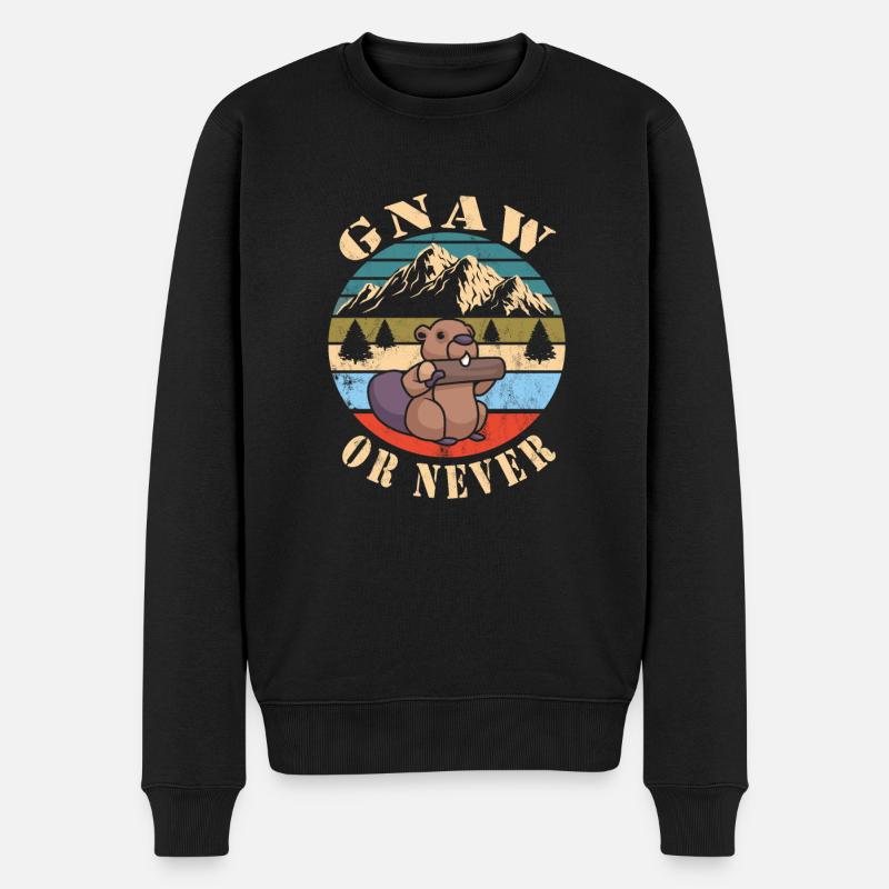 Biber Nutria - Männer Premium Bio Pullover - Schwarz