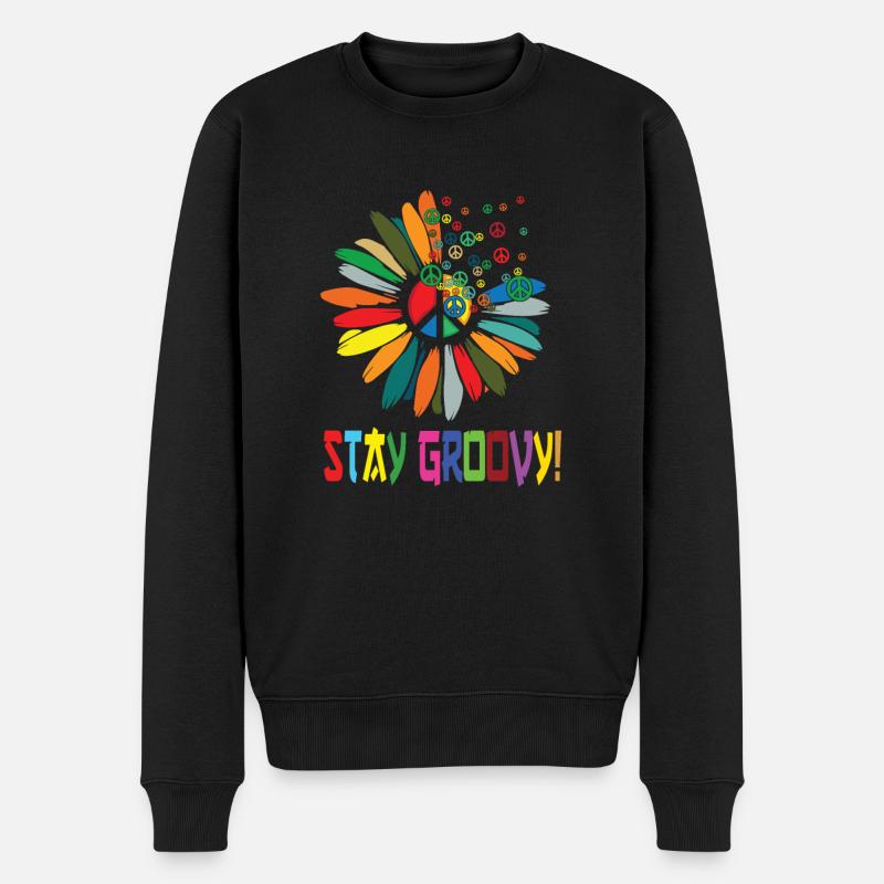 Hippie - Männer Premium Bio Pullover - Schwarz
