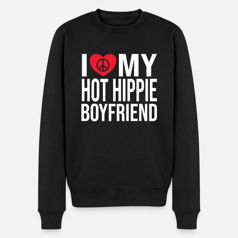 Hippie - Männer Premium Bio Pullover - Schwarz