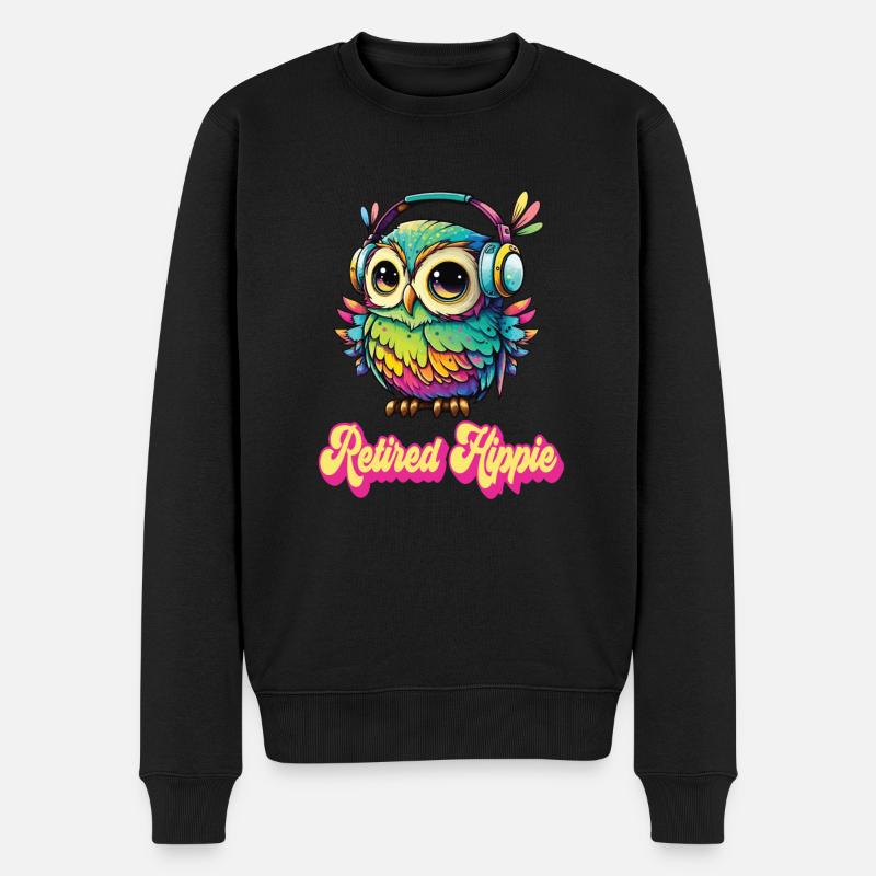 Hippie - Männer Premium Bio Pullover - Schwarz