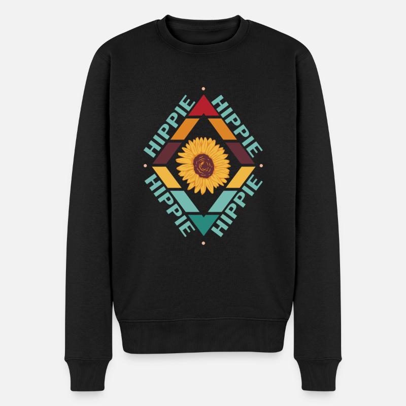 Hippie - Männer Premium Bio Pullover - Schwarz