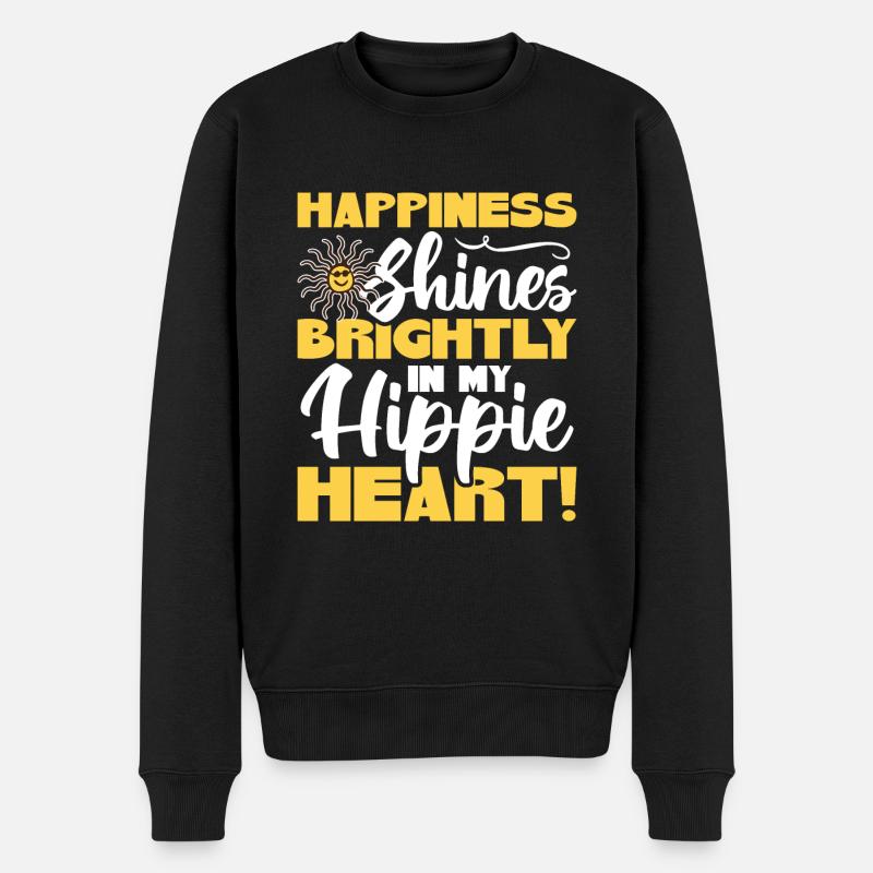 Hippie - Männer Premium Bio Pullover - Schwarz