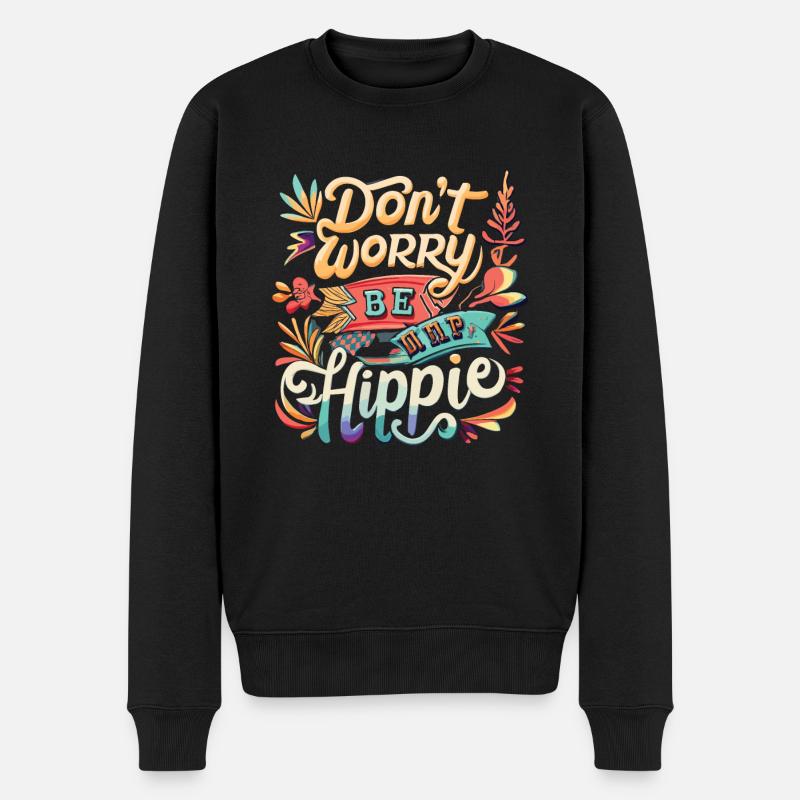 Hippie - Männer Premium Bio Pullover - Schwarz