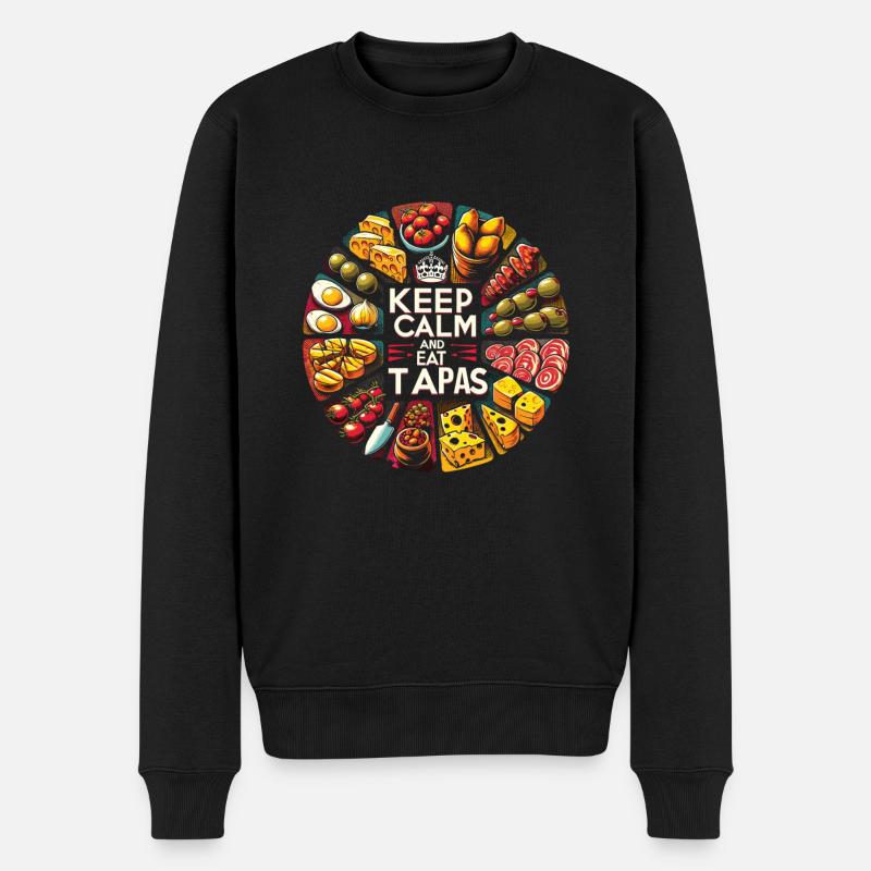 Spanisches Essen - Männer Premium Bio Pullover - Schwarz