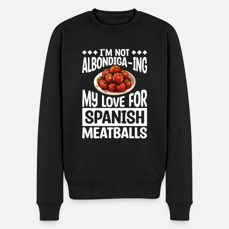 Spanisches Essen - Männer Premium Bio Pullover - Schwarz