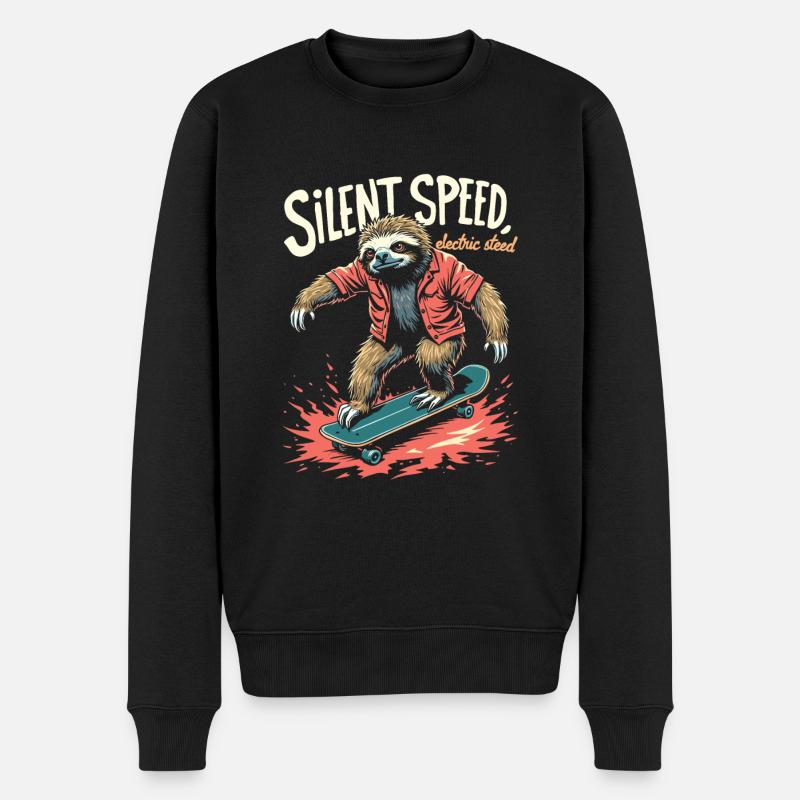 E Skateboard - Männer Premium Bio Pullover - Schwarz