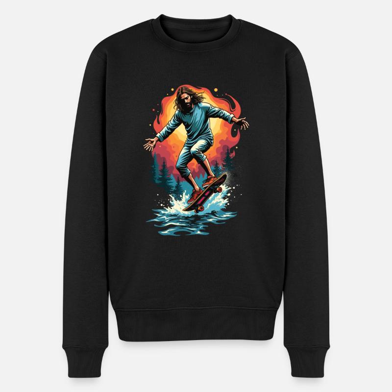 E Skateboard - Männer Premium Bio Pullover - Schwarz