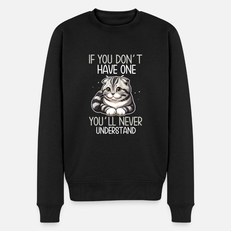 Katze - Männer Premium Bio Pullover - Schwarz