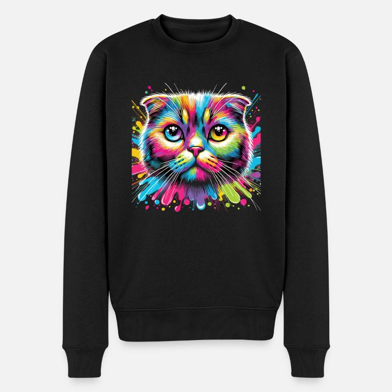 Katze - Männer Premium Bio Pullover - Schwarz