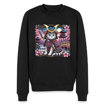 Katze - Männer Premium Bio Pullover - Schwarz - Vorne - Nico (187cm)