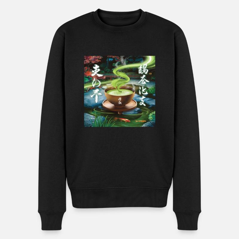 Matcha - Männer Premium Bio Pullover - Schwarz