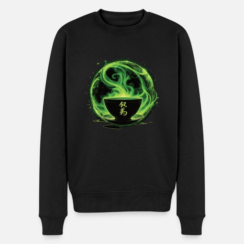 Matcha - Männer Premium Bio Pullover - Schwarz