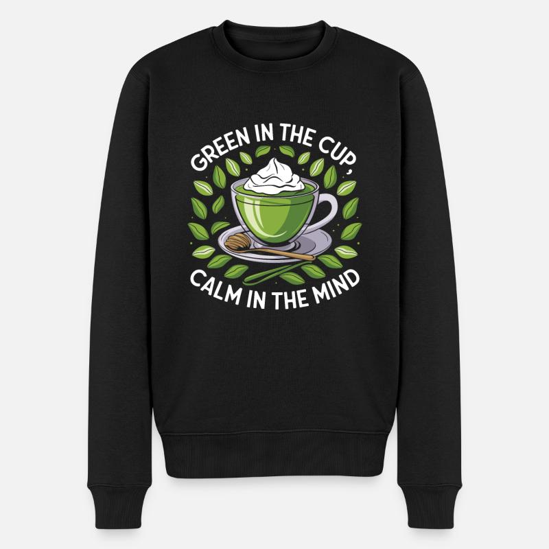 Matcha - Männer Premium Bio Pullover - Schwarz