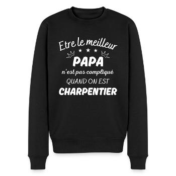 ëtre le meilleur papa pas compliqué si charpentier - Pull Premium bio Homme - noir - Devant - Nico (187cm)