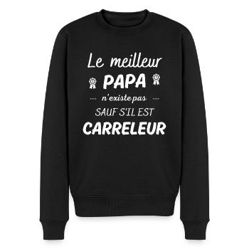 le meilleur papa n'existe pas sauf si carreleur - Pull Premium bio Homme - noir - Devant - Nico (187cm)