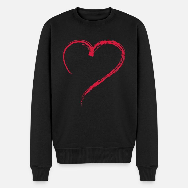 Herz 1c - Männer Premium Bio Pullover - Schwarz