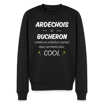 ardechois et bucheron ardechois plus cool - Pull Premium bio Homme - noir - Devant - Nico (187cm)