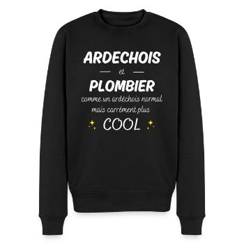 ardechois et plombier ardechois plus cool - Pull Premium bio Homme - noir - Devant - Nico (187cm)