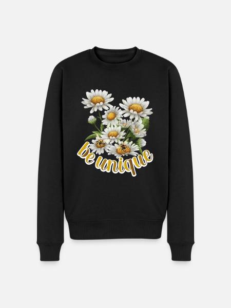 Be Unique, Meadow Flower, Bees - Men's Premium Organic Jumper - black
