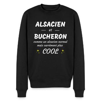alsacien et bucheron alsacien plus cool - Pull Premium bio Homme - noir - Devant - Nico (187cm)
