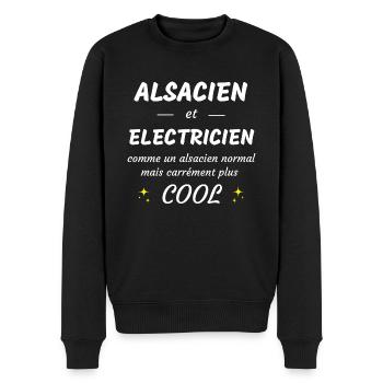 alsacien et electricien alsacien plus cool - Pull Premium bio Homme - noir - Devant - Nico (187cm)