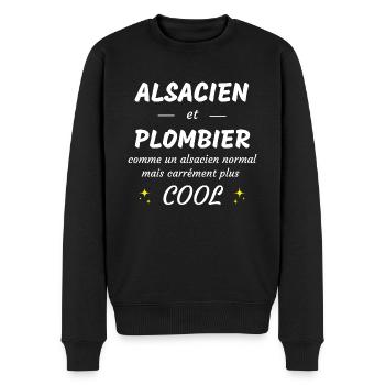 alsacien et plombier alsacien plus cool - Pull Premium bio Homme - noir - Devant - Nico (187cm)