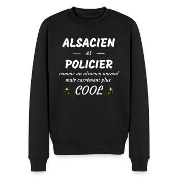 alsacien et policier alsacien plus cool - Pull Premium bio Homme - noir - Devant - Nico (187cm)
