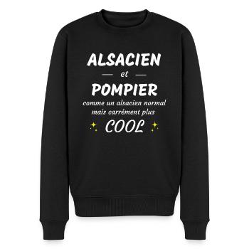 alsacien et pompier alsacien plus cool - Pull Premium bio Homme - noir - Devant - Nico (187cm)