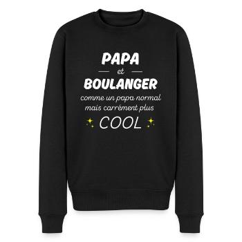 papa et boulanger papa plus cool - Pull Premium bio Homme - noir - Devant - Nico (187cm)