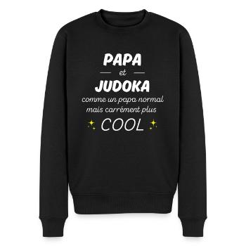papa et judoka papa plus cool - Pull Premium bio Homme - noir - Devant - Nico (187cm)