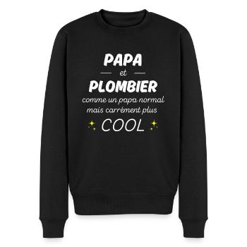 papa et plombier papa plus cool - Pull Premium bio Homme - noir - Devant - Nico (187cm)