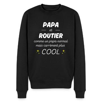 papa et routier papa plus cool - Pull Premium bio Homme - noir - Devant - Nico (187cm)